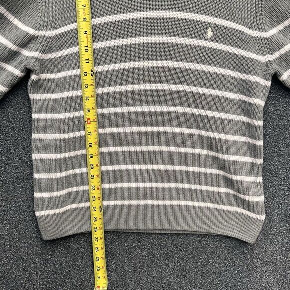 Polo Ralph Lauren Striped Knit Pullover Sweater Size Large Gray & White - Picture 3 of 6